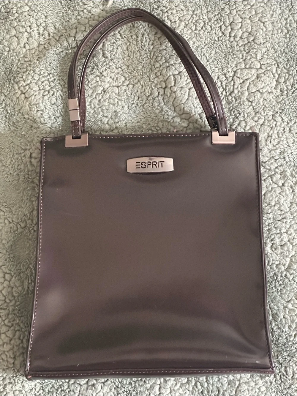 Esprit Vintage Women's Dark Plum mini patent leather Tote Bag